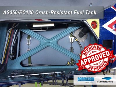 Robertson Fuel Systems and StandardAero achieve FAA certification of  retrofittable crash-resistant fuel tank for Airbus Helicopters AS350/EC130