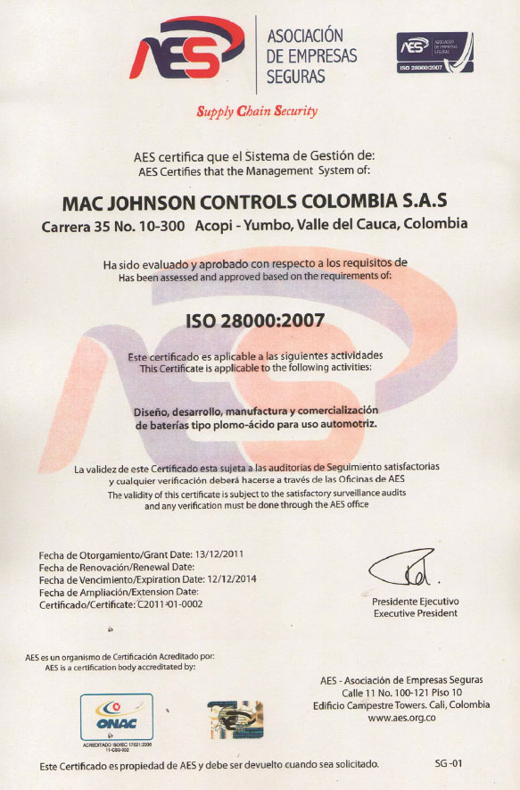 MacJohnson Controls Colombia S.A.S. EPICOS